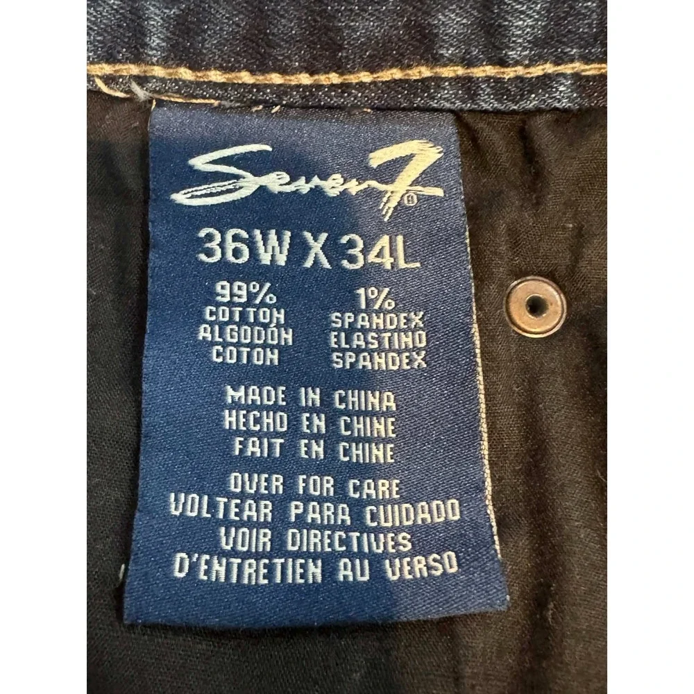 Seven7 Straight Jeans 36x34 Dark Wash Heavy Stitch‎ Western Denim
